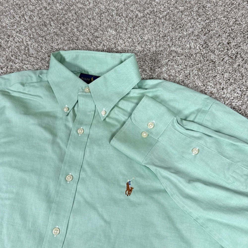 Ralph Lauren Shirt Mens 16.5 34/35 Green Button Down Long Sleeve Pony